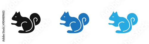 squirrel icon outline collection or set  in black and white