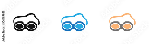 Swimming Glasses icon outline collection or set  in black and white