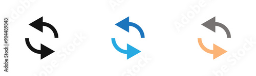 Synchronization icon outline collection or set  in black and white