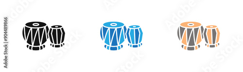 Tabla icon outline collection or set  in black and white