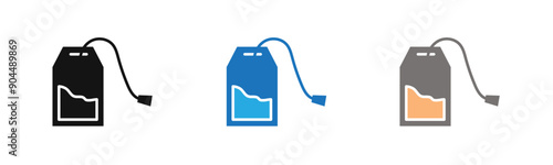 Tea bag icon outline collection or set  in black and white