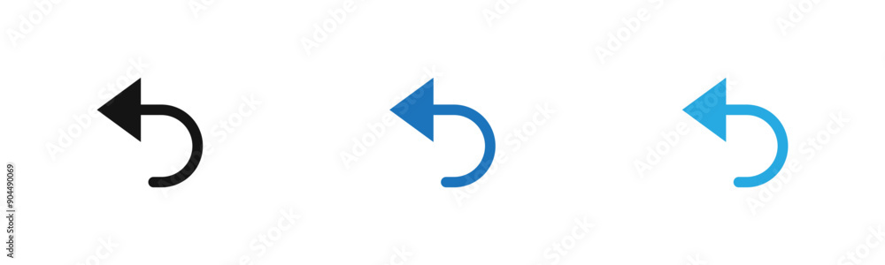 Undo arrow sign icon outline collection or set in black and white Undo arrow sign icon outline collection or set in black and white