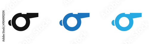 Whistle icon outline collection or set  in black and white