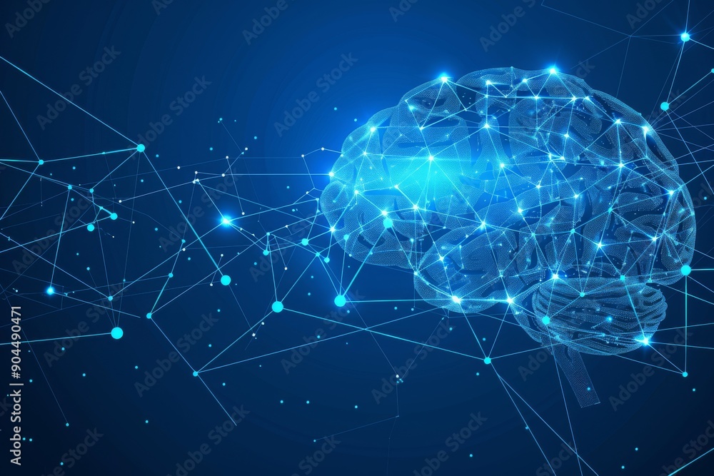 Abstract Blue Brain in a Cybernetic World Illustrating Digital Cognition and Virtual Neural Networks. Abstract Blue Brain in a Cybernetic World Illustrating Digital Cognition and Virtual Neural Networks.