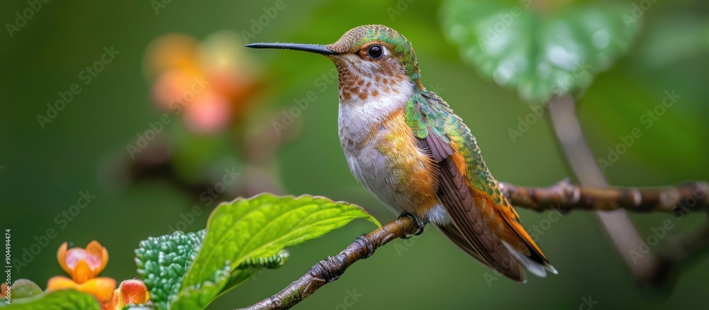 Obraz premium Hummingbird Perched on a Branch