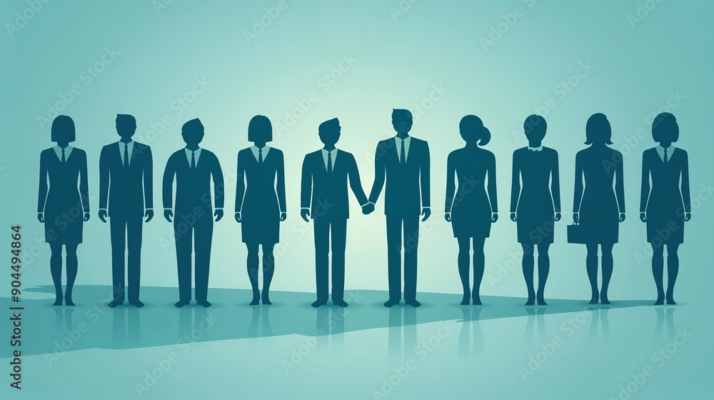 Illustration of Business People in a Row - Teamwork Concept Illustration of Business People in a Row - Teamwork Concept