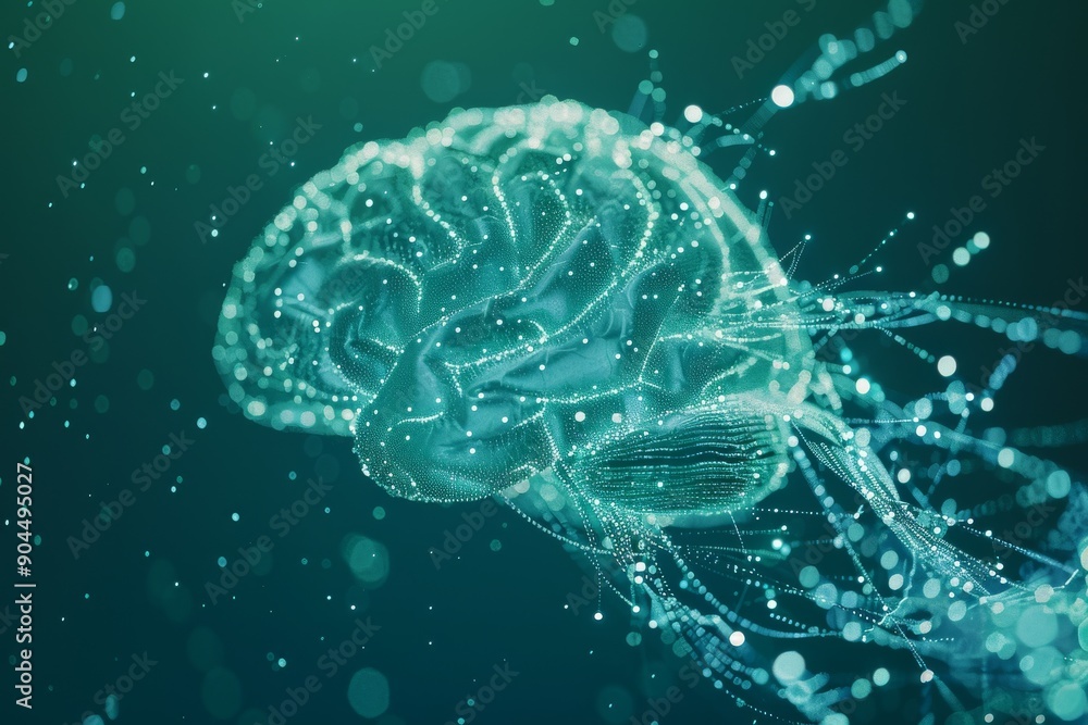Digital Brain Illustration with Golden Neural Mesh Symbolizing Wealth of Knowledge. Digital Brain Illustration with Golden Neural Mesh Symbolizing Wealth of Knowledge.