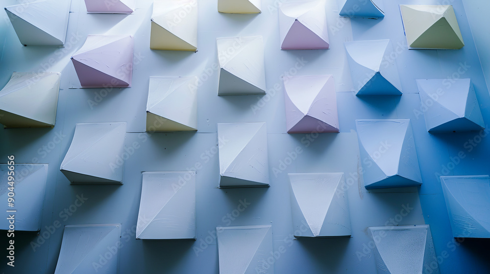 Obraz premium Background Geometric Abstract Pattern with Blue and White 3D Shapes