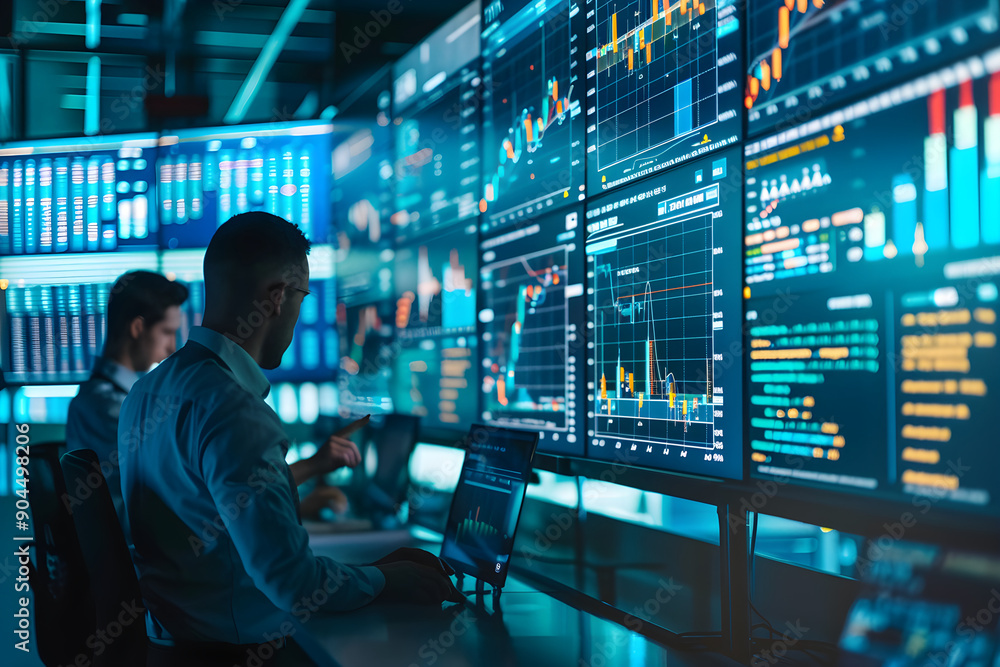 High-Energy Trading Floor Capture with Analysts Monitoring Financial Data and Making Real-Time Decisions High-Energy Trading Floor Capture with Analysts Monitoring Financial Data and Making Real-Time Decisions