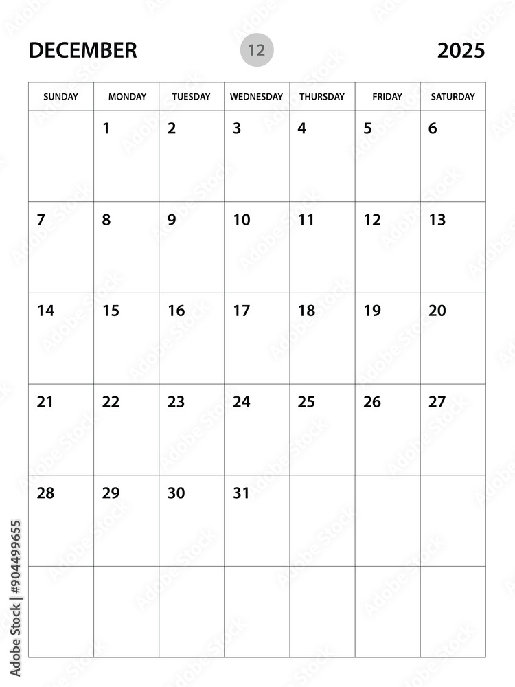 December 2025 year planner template, calendar 2025 desgin, monthly and yearly planners