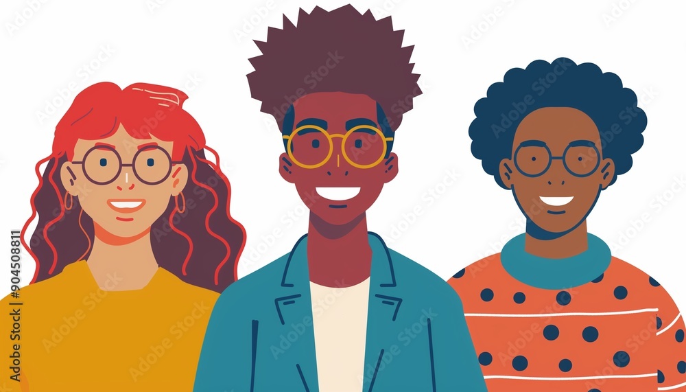 Cheerful Group of Diverse People Smiling - Modern Illustration for Community, Friendship, and Diversity Promotion Cheerful Group of Diverse People Smiling - Modern Illustration for Community, Friendship, and Diversity Promotion