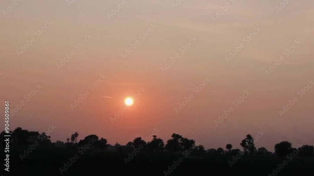 sunset over the field in village. sunset over the field in village.