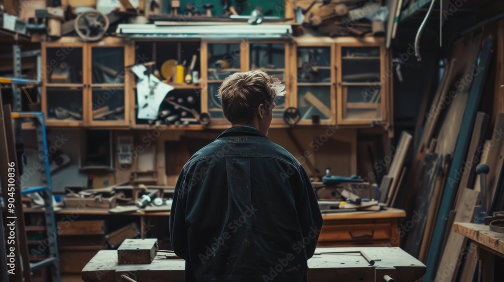 Carpenter workshop background generative ai Carpenter workshop background generative ai