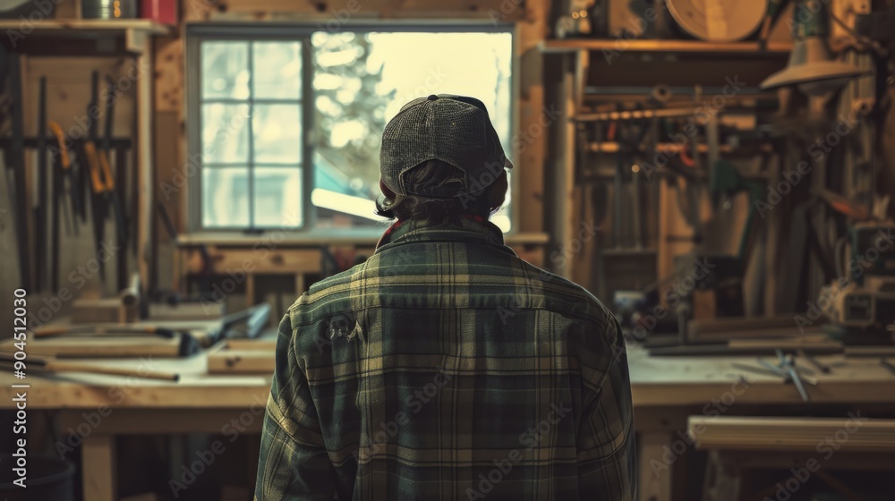 Carpenter workshop background generative ai Carpenter workshop background generative ai