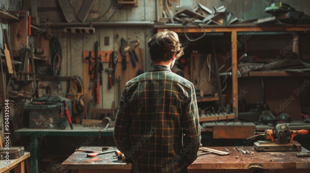 Carpenter workshop background generative ai Carpenter workshop background generative ai