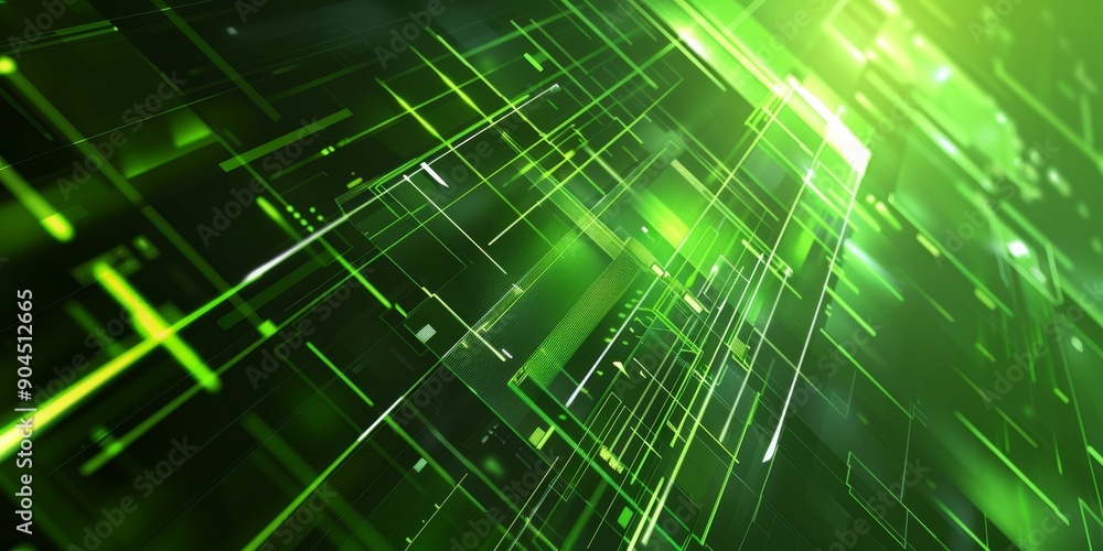 Green technology abstract background with neon lines, geometric shapes, and futuristic design elements. Green technology abstract background with neon lines, geometric shapes, and futuristic design elements.