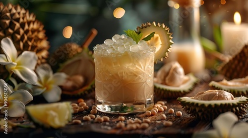 Durian Cocktail with Soy Milk and Ice