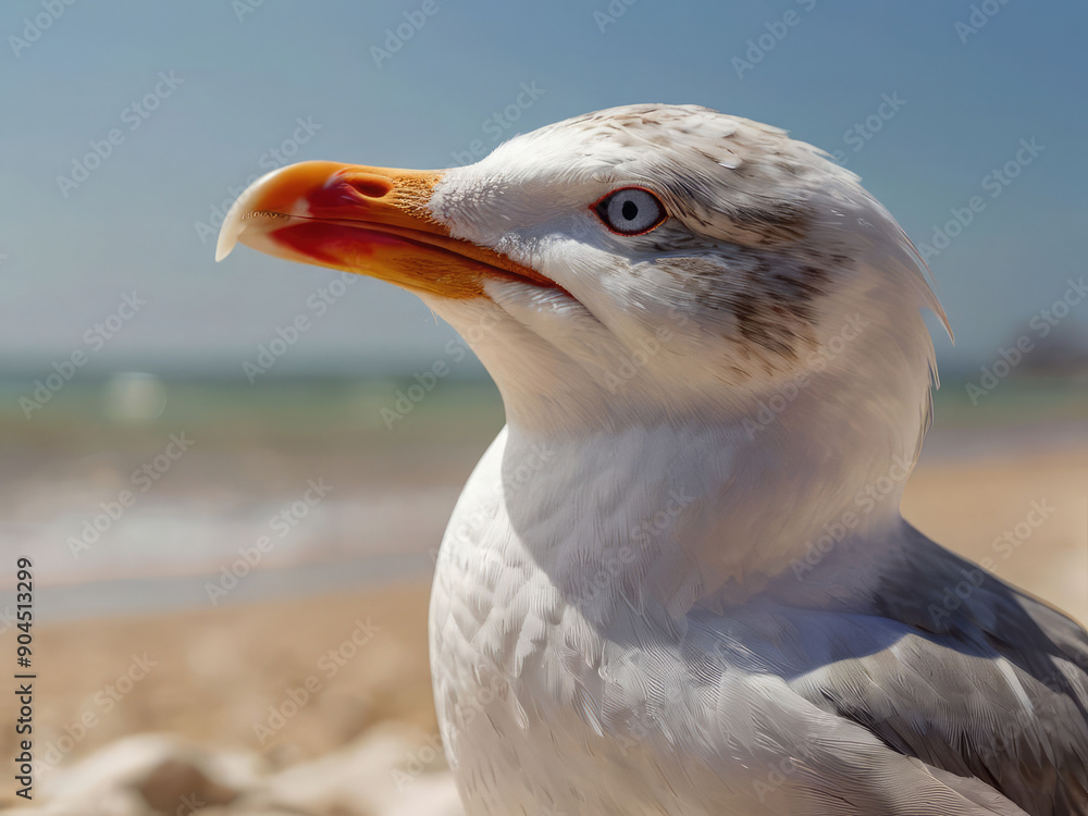 Portrait of a seagull on the seashore, background blurred Portrait of a seagull on the seashore, background blurred