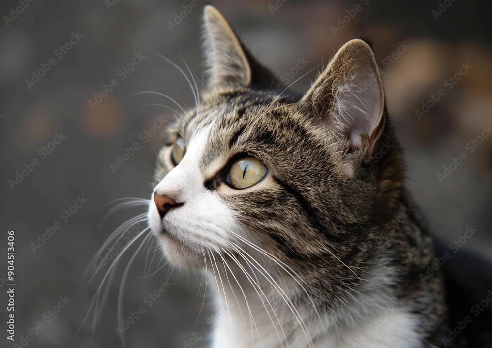 Close-Up of a Curious Cat with Beautiful Yellow Eyes - Perfect for Pet Lovers Close-Up of a Curious Cat with Beautiful Yellow Eyes - Perfect for Pet Lovers