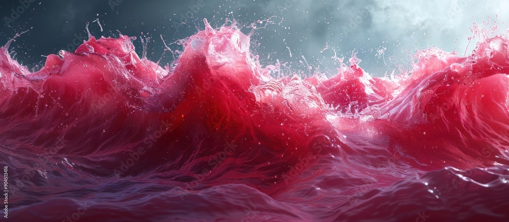 Crimson Wave of Water, Splashing and Dynamic Crimson Wave of Water, Splashing and Dynamic