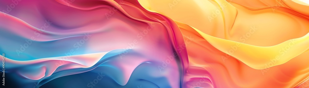 Obraz premium Vibrant abstract swirl of colors, blending hues of pink, orange, and blue in a dynamic flow, perfect for modern design.