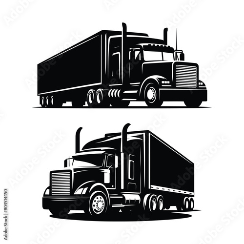 Creative style Black silhouette truck logo icon truck vector illustration