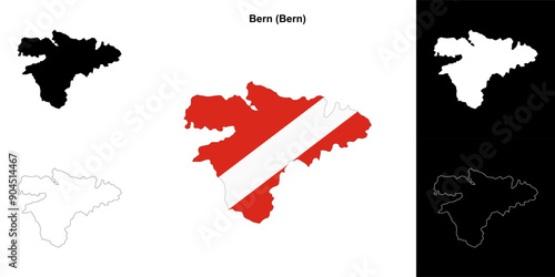 Bern blank outline map set