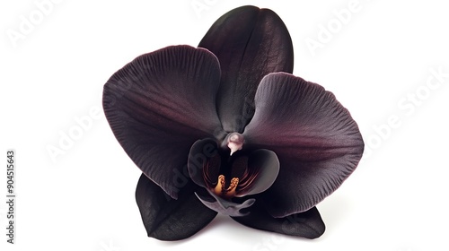 Wallpaper Mural one single black orchid flower on white background Torontodigital.ca