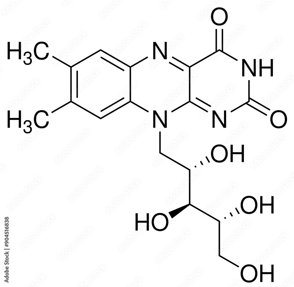 Fototapeta premium Riboflavin Vitamin B2 Chemie Strukturformel