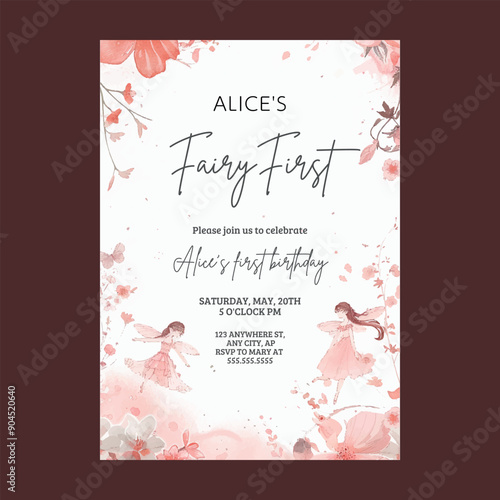 Fairy First Theme Party Invitation