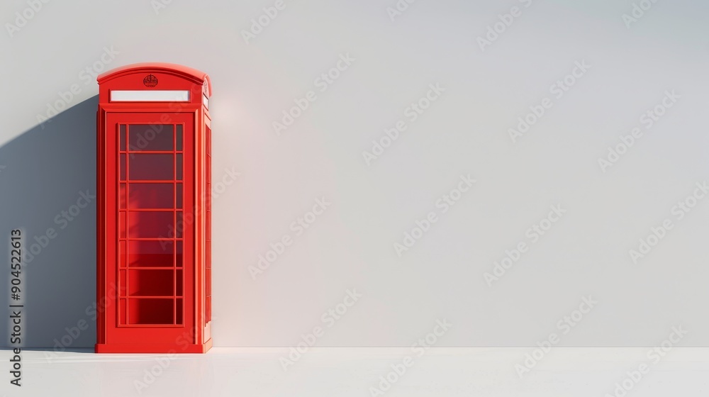 Isolated classic red phone booth, clean background with space for text, designed for advertisements, sharp and vivid Isolated classic red phone booth, clean background with space for text, designed for advertisements, sharp and vivid