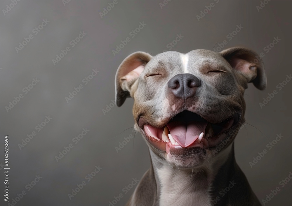 Happy Smiling Pit Bull Portrait - Joyful Dog Close-Up Photography Happy Smiling Pit Bull Portrait - Joyful Dog Close-Up Photography