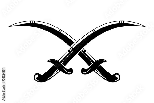 Crossed swords isolated on white background design element for logo label badge sign vector illustration