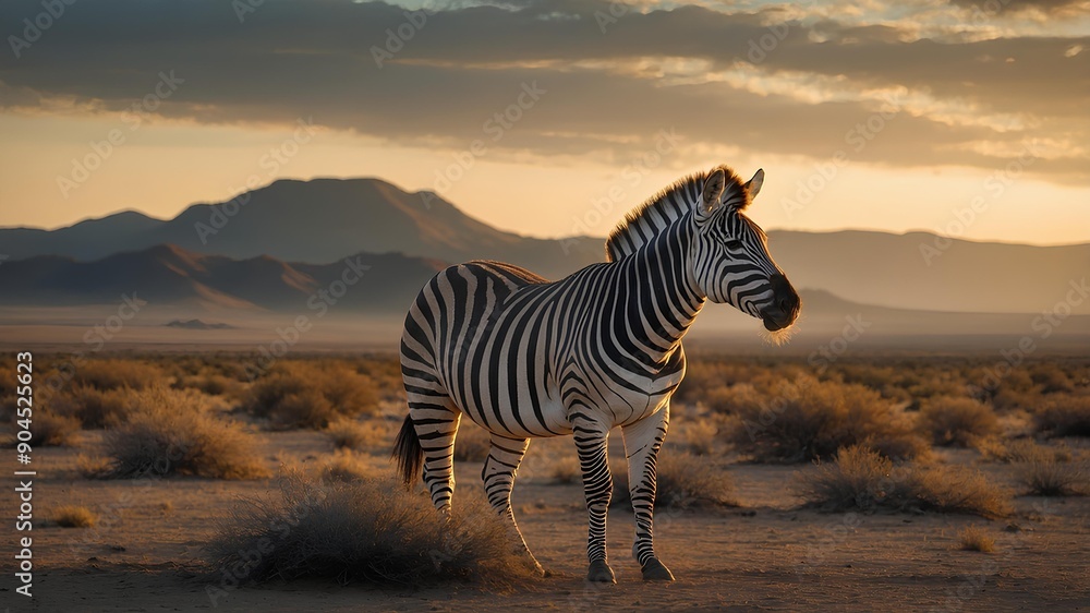 Naklejka premium zebra at sunset