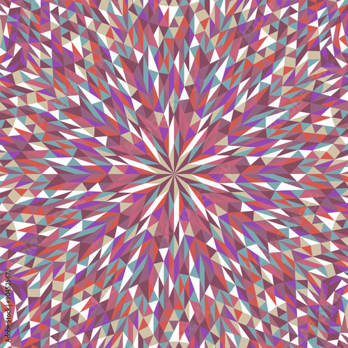 Colorful dynamic tiled mosaic pattern background design - circular hypnotic polygonal vector illustration with geometrical tiles