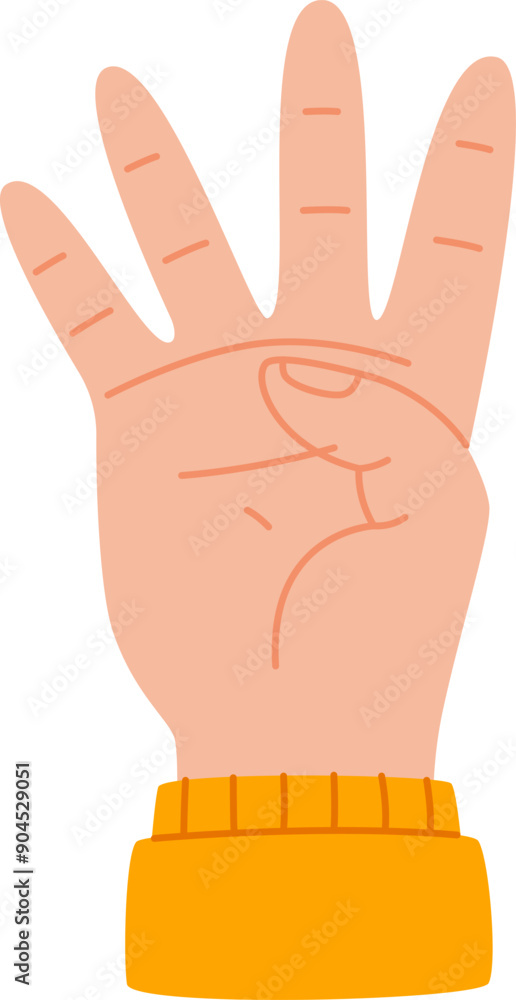 Obraz premium Hand Counting Four Fingers