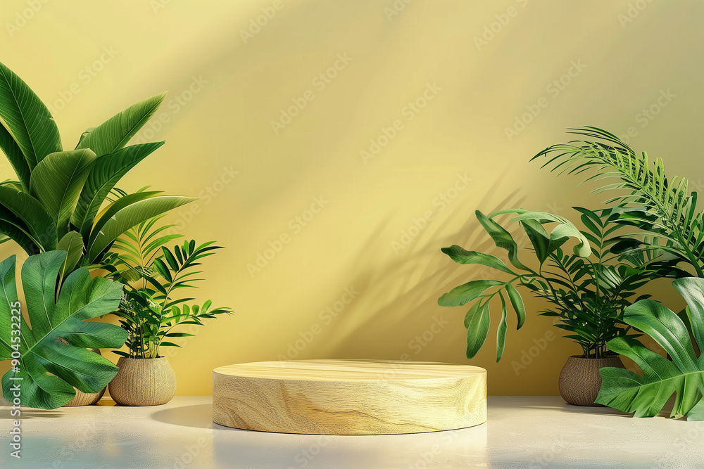 Empty podium mockup for product presentation with shadows and light Empty podium mockup for product presentation with shadows and light