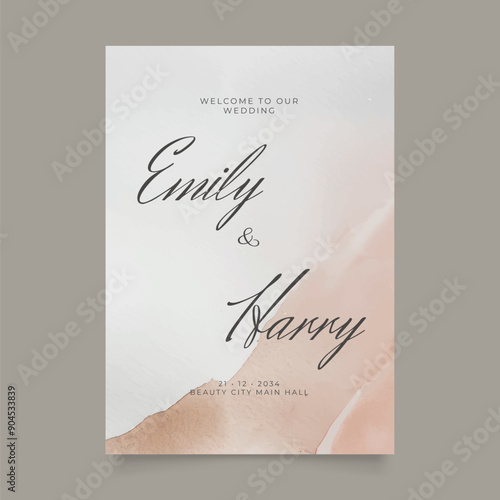 Wedding poster for welcome sign. Template welcome poster. Vector printable wedding props. Flyer design for welcome sign.