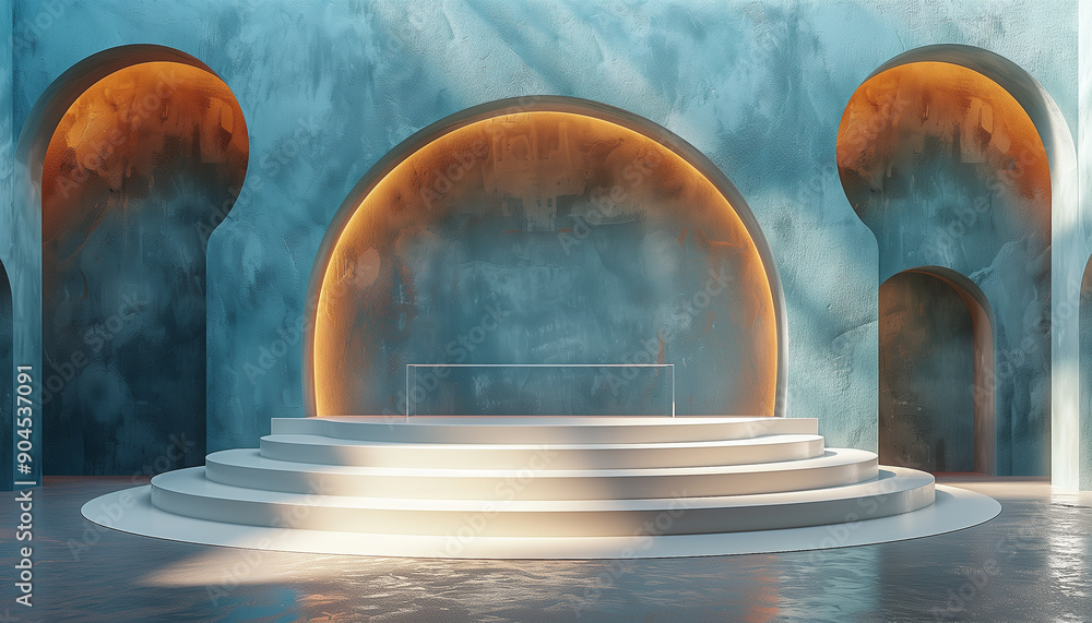 Obraz premium Product display three dimensional podium mockup with shadows and light