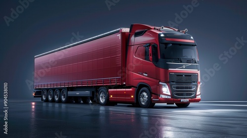 High Detailed Lorry on Plain Background. Transportation Concept photo