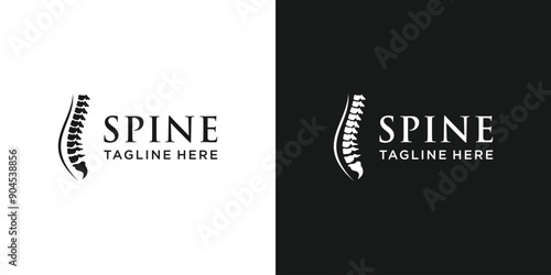 Human Spine Icon in Black and White.