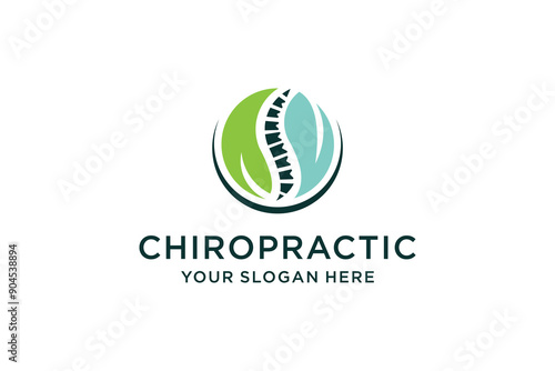 Chiropractic Logo Design Template. Human Spine Symbol for Back Pain Medical Care Logo.