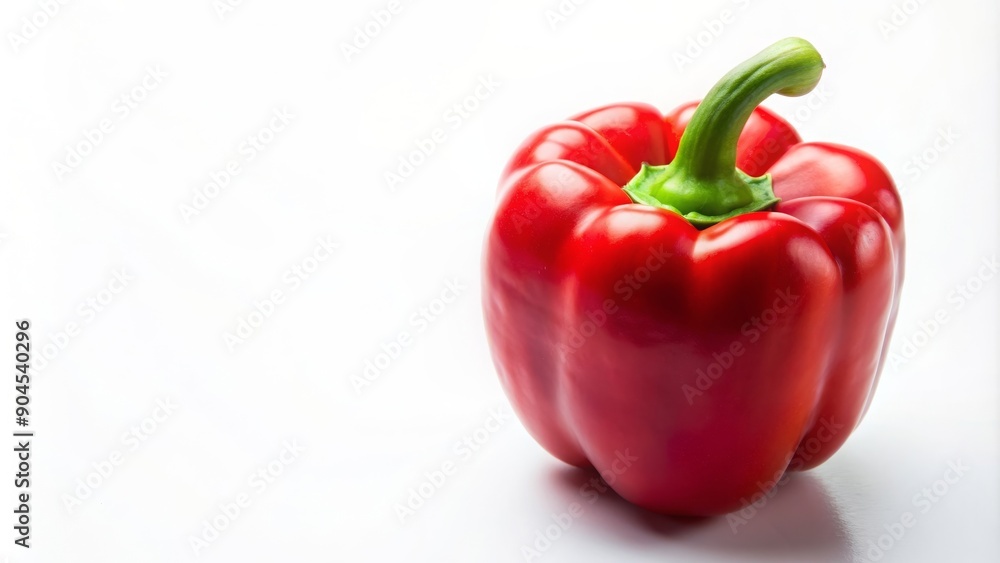 Vibrant red bell pepper on a white background, fresh, organic, vegetable, healthy, cooking, ingredient, nutrition, red Vibrant red bell pepper on a white background, fresh, organic, vegetable, healthy, cooking, ingredient, nutrition, red