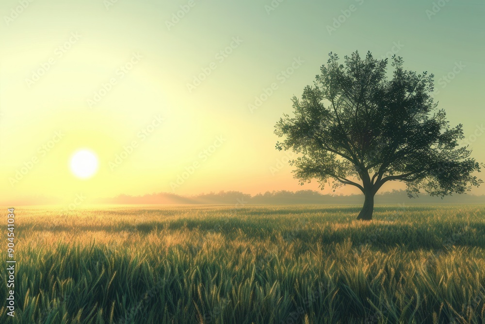 Fototapeta premium Serene Nature Landscape. Tranquil and Relaxing Nature Scene