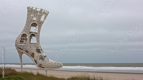 Architectural High Heel on a Beach photo