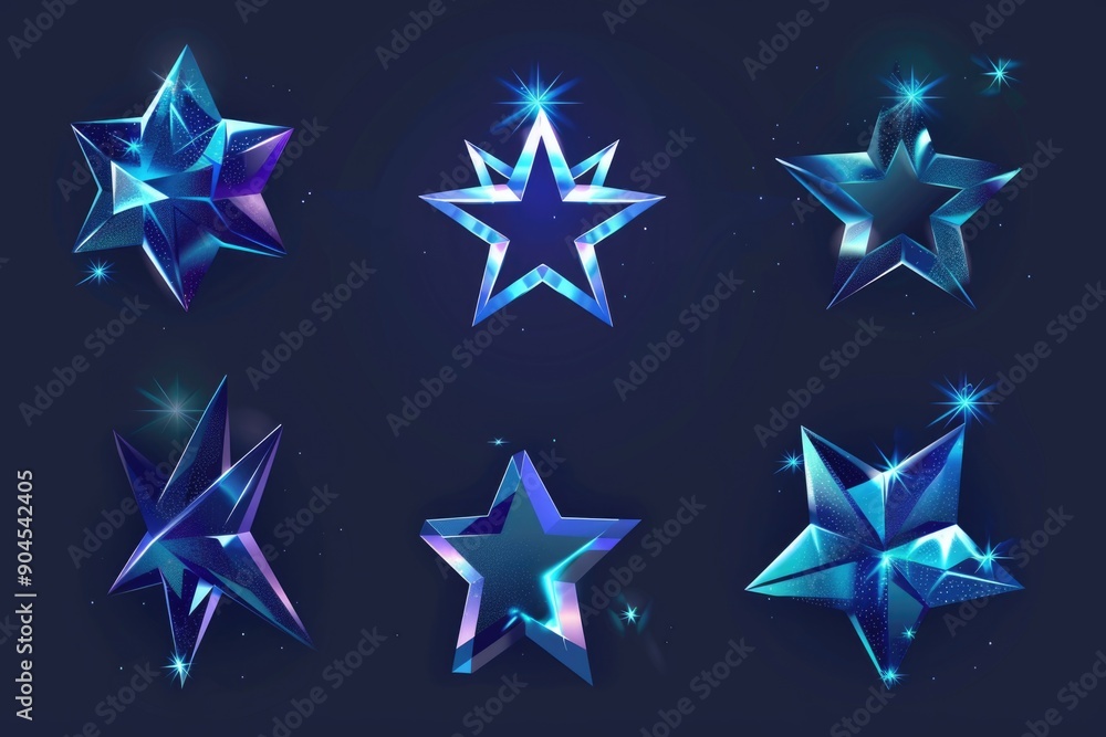 Fototapeta premium A collection of shining stars against a dark background