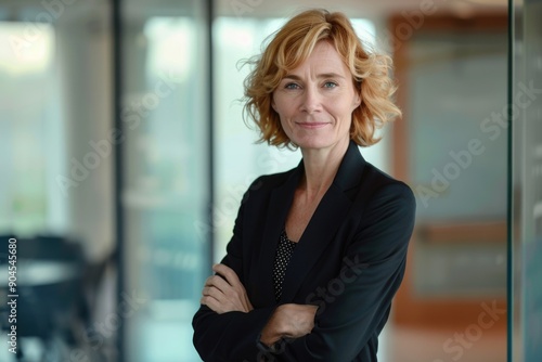 A professional woman dressed in a black shirt and blazer, suitable for office or corporate use Free Download A professional woman dressed in a black shirt and blazer, suitable for office or corporate use - GFXLoad