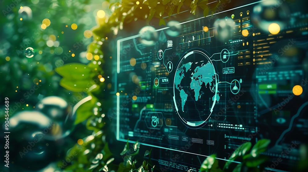 Global Network Interface with Green Background Global Network Interface with Green Background