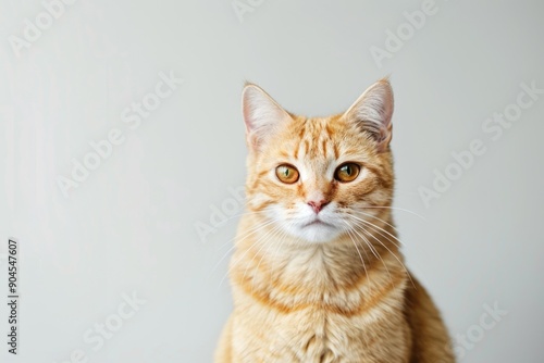 A curious orange cat sits atop a table, looking around