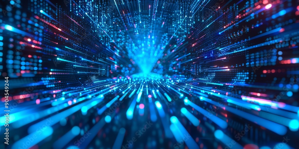 Explore the dynamic and futuristic data flow with digital network lights in motion Explore the dynamic and futuristic data flow with digital network lights in motion